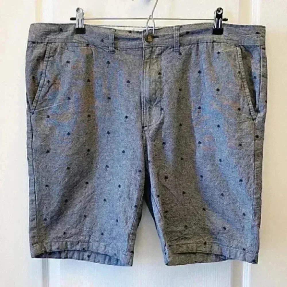 Urban Man Shorts Flat Front Chino Style Chambray Blue Size 38 - Picture 3 of 16